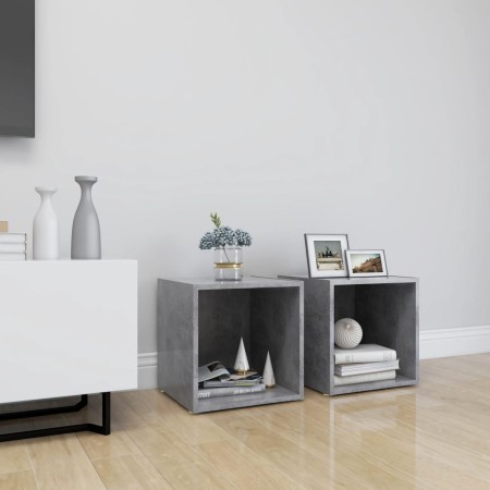 Mueble de TV 2uds madera contrachapada gris hormigón 37x35x37cm en Muebles TV | Comprar online en Foro24
