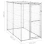 Perrera de exterior acero galvanizado con techo 110x220x180 cm de vidaXL, Casetas y cercados para perros - Ref: Foro24-150800...