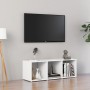 Mueble de TV madera contrachapada blanco 107x35x37 cm
