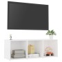 Mueble de TV madera contrachapada blanco 107x35x37 cm