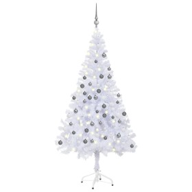 Árbol de Navidad artificial con luces y bolas 380 ramas 150 cm