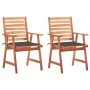 Sillas comedor de jardín y cojines 2 uds madera maciza acacia