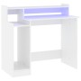 Escritorio con luz LED madera contrachapada blanco 97x45x90 cm