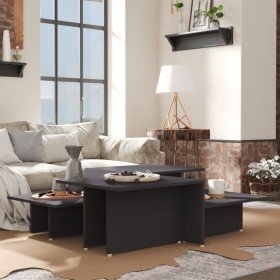 Mesa de centro 2 pzas madera contrachapada gris 111,5x50x33cm