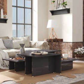 Mesa de centro 2 pzas madera contrachapada gris 111,5x50x33cm