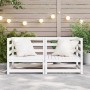 Sofás de esquina de jardín 2 uds blanco madera maciza de pino