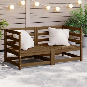 Sofás de esquina de jardín 2 uds marrón miel madera maciza pino Sofás de esquina de jardín 2 uds marrón miel madera maciza pino
