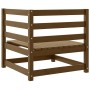 Sofás de esquina de jardín 2 uds marrón miel madera maciza pino