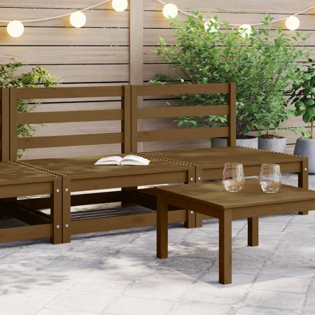 Sofás centrales de jardín 2 uds madera maciza pino marrón miel