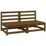 Sofás centrales de jardín 2 uds madera maciza pino marrón miel