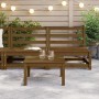 Sofás centrales de jardín 2 uds madera maciza pino marrón miel