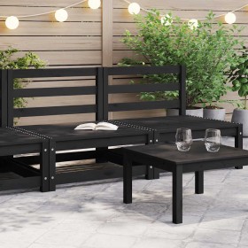 Sofás central de jardín 2 unidades negro madera maciza de pino Sofás central de jardín 2 unidades negro madera maciza de pino