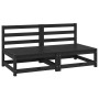 Sofás central de jardín 2 unidades negro madera maciza de pino