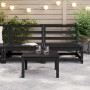 Sofás central de jardín 2 unidades negro madera maciza de pino