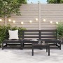 Sofás central de jardín 3 unidades negro madera maciza de pino