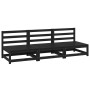 Sofás central de jardín 3 unidades negro madera maciza de pino