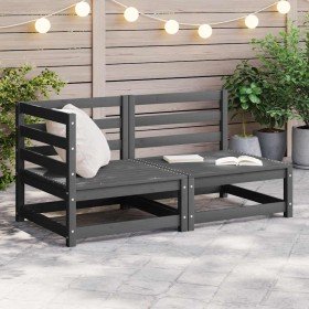 Juego de muebles de jardín 2 piezas gris madera maciza de pino Juego de muebles de jardín 2 piezas gris madera maciza de pino