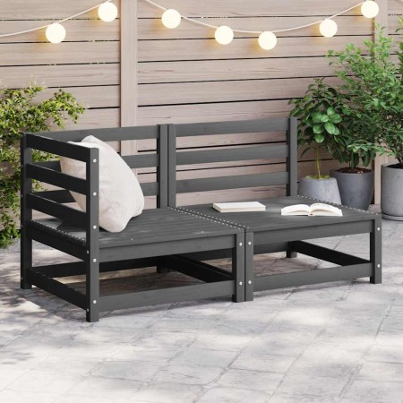 Juego de muebles de jardín 2 piezas gris madera maciza de pino
