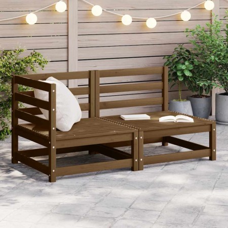 Muebles de jardín 2 piezas marrón miel madera maciza de pino