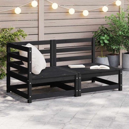 Juego de muebles de jardín 2 piezas negro madera maciza de pino