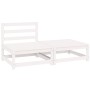 Set de salón de jardín de 2 piezas blanco madera maciza de pino