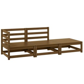 Muebles de jardín 3 piezas marrón miel madera maciza de pino Muebles de jardín 3 piezas marrón miel madera maciza de pino