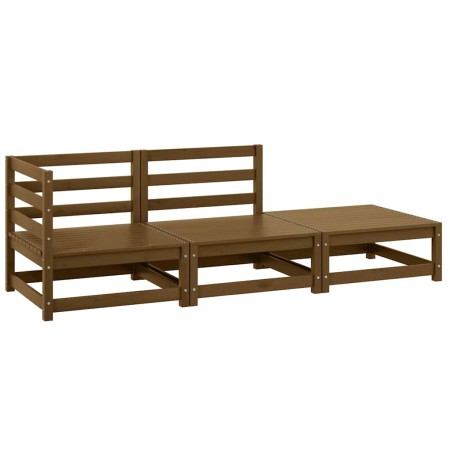Muebles de jardín 3 piezas marrón miel madera maciza de pino