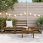 Muebles de jardín 3 piezas marrón miel madera maciza de pino