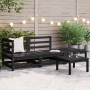 Juego de muebles de jardín 3 piezas negro madera maciza de pino