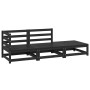 Juego de muebles de jardín 3 piezas negro madera maciza de pino