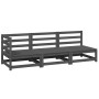 Muebles de jardín 3 piezas gris madera de pino maciza