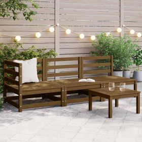 Muebles de jardín 3 piezas marrón miel madera maciza de pino Muebles de jardín 3 piezas marrón miel madera maciza de pino