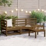Muebles de jardín 3 piezas marrón miel madera maciza de pino