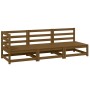 Muebles de jardín 3 piezas marrón miel madera maciza de pino