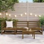 Muebles de jardín 3 piezas marrón miel madera maciza de pino