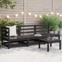Juego de muebles de jardín 3 piezas negro madera maciza de pino