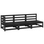 Juego de muebles de jardín 3 piezas negro madera maciza de pino