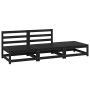 Juego de muebles de jardín 3 pzas y cojines negro madera pino