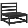 Juego de muebles de jardín 3 pzas y cojines negro madera pino