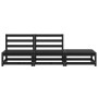Juego de muebles de jardín 3 pzas y cojines negro madera pino
