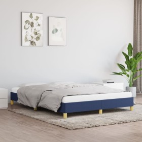 Estructura de cama de tela azul 140x190 cm