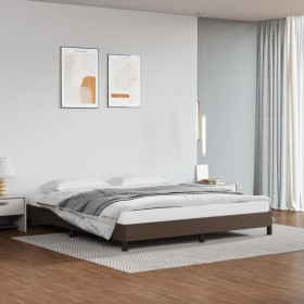 Estructura de cama de cuero sintético marrón 180x200 cm