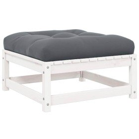 Taburetes de jardín con cojines madera maciza de pino blanco Taburetes de jardín con cojines madera maciza de pino blanco