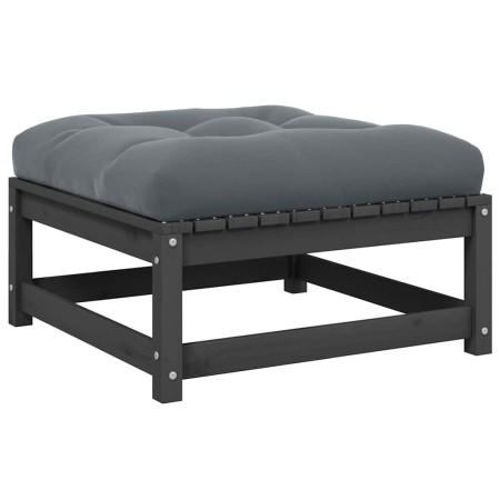 Taburetes de jardín con cojines madera maciza de pino gris en Sofás modulares de exterior | Comprar online en Foro24