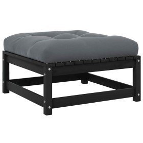 Taburetes de jardín con cojines madera maciza de pino negro