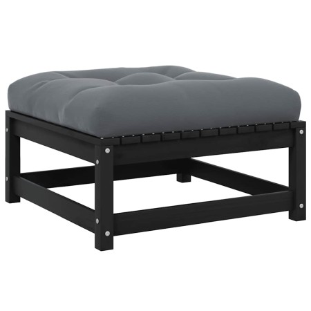 Taburetes de jardín con cojines madera maciza de pino negro en Sofás modulares de exterior | Comprar online en Foro24