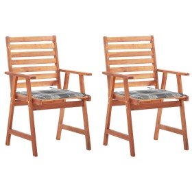 Sillas comedor de jardín 2 uds madera maciza acacia y cojines