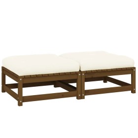 Taburetes de jardín con cojines 2 uds madera pino marrón miel