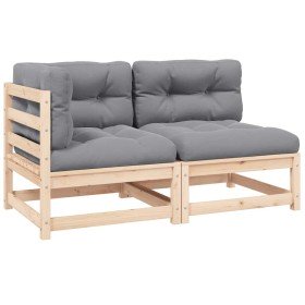 Set de muebles de jardín 2 pzas con cojines madera maciza pino