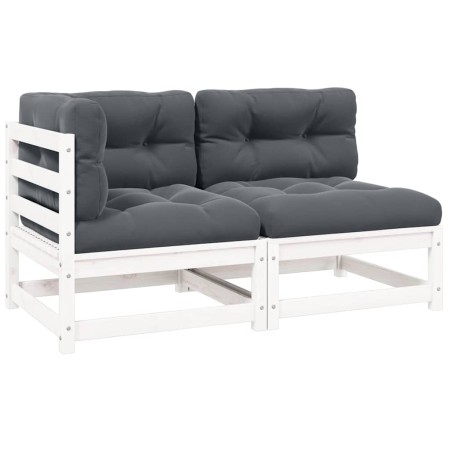 Set de muebles de jardín 2 pzas con cojines madera pino blanco